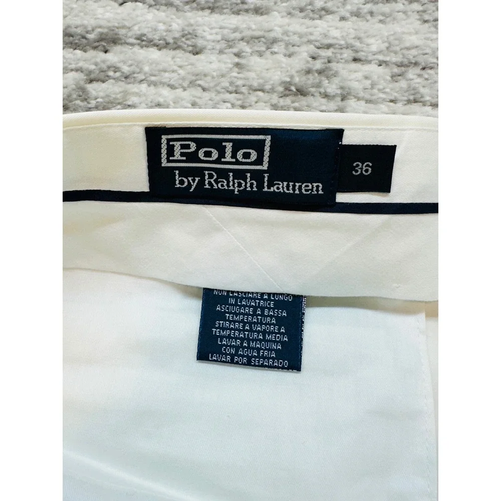 NOS Polo Ralph Lauren Dress Pants Men 36 White Made in Italy Cotton Cuffed Chino